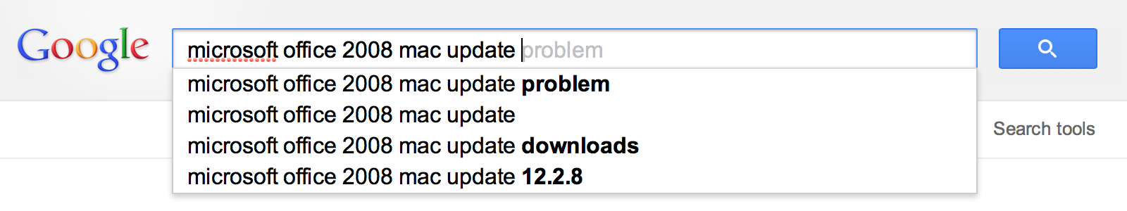 "Google search for Office 2008 Mac Update"